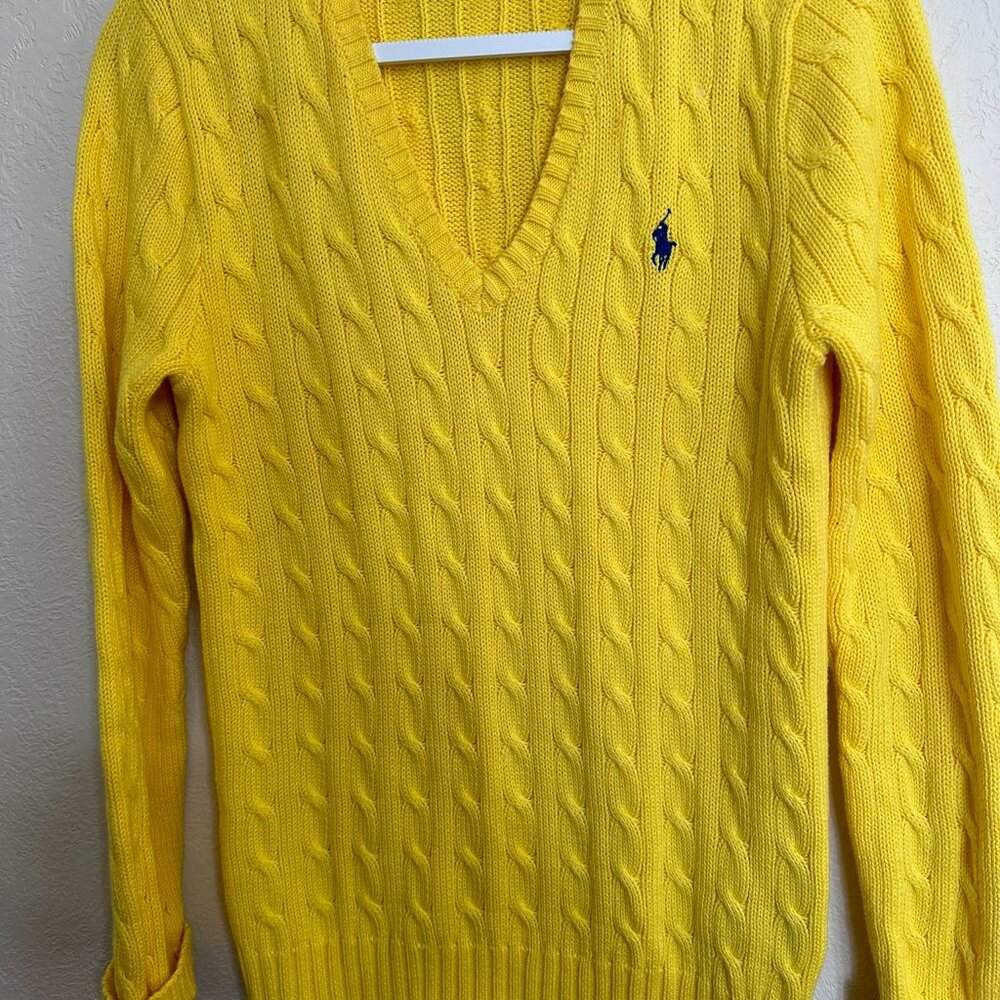 Ralph Lauren cable knit yellow sweater, Size M